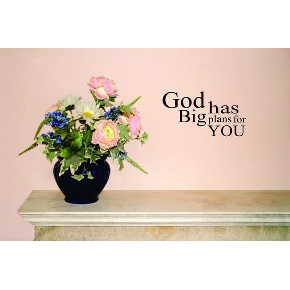 God Has Big Plans For You Kitchen Cook Chef Gourmet Bon Viveur Fancy Food Wine Baking Donuts Pancakes Holiday Gift Decorating Ideas Girl Boy Bedroom Wall Decal Sticker - Size: 18 Inch x 34 Inch