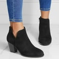 thumbnail image 2 of Suede Fall Boots for Women 2025 Stacked Heeled Booties Round Toe Zipper Heels Casual Ankle Boots, 2 of 5