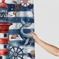 thumbnail image 3 of Orinice  Nautical Ocean Shower Curtain Sets with Rugs Funny Marine Life and Lighthouse Saioat Fabric Shower Curtain with Hooks Navy Blue and White Striped Bathroom Curtains Shower Set,  60x72, 3 of 7