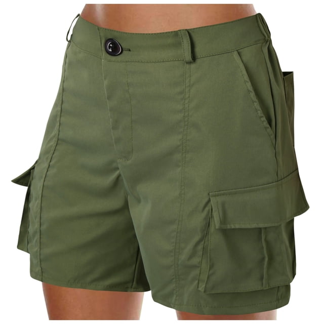 Women Loose Solid Color Mini Pant Polyester Elastic Waist Beach Shorts Summer Daily Wear