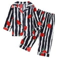 thumbnail image 1 of Odeerbi 1-8 Años Niños Niñas Pijama de Satén Con Solapa Dentada Camisa de Manga Larga Conjunto de Pantalones Suave Estampado Degradado Pijama de Dos Piezas, 1 of 9