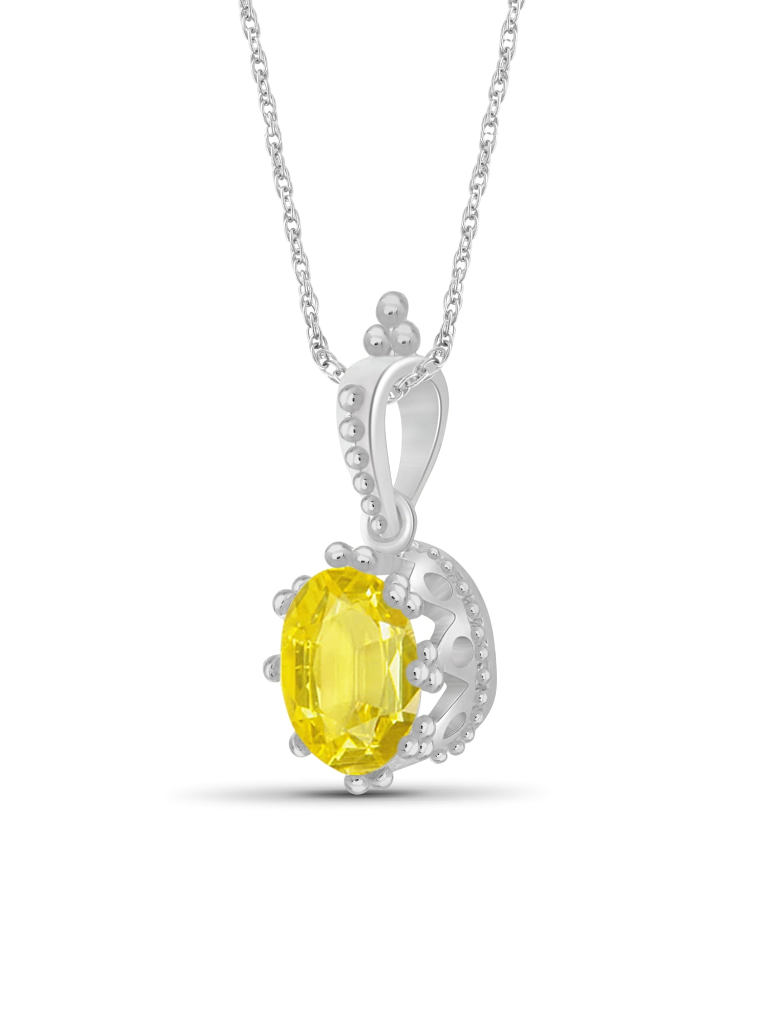 Silver Chain Necklace for Women – .925 Sterling Silver Necklace with Sparkling Genuine 2.00 CTW Yellow Sapphire – Chic, Stunning Silver Statement Necklace Gifts by JewelersClub