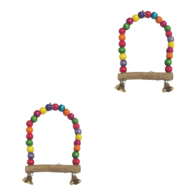 jesticaly Durable Wood Swing Toy For Birds And Parrots Easy To Compact And Easy To Carry 2Set