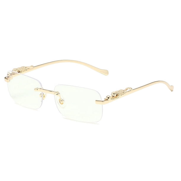 Gafas de sol cuadradas decorativas sin marco de color para hombres y mujeres, gafas de sol retro de metal