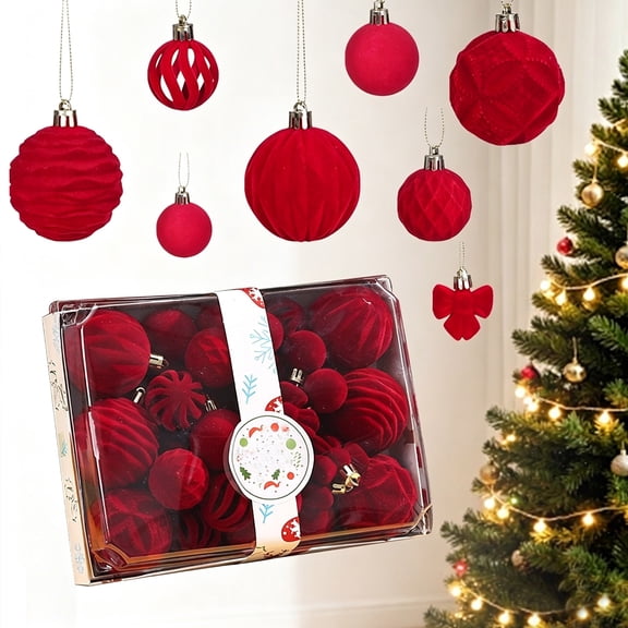 39Pcs Christmas Baubles Ornaments Set Xmas Ball Decorations For Christmas Tree Home Party Holiday Decor