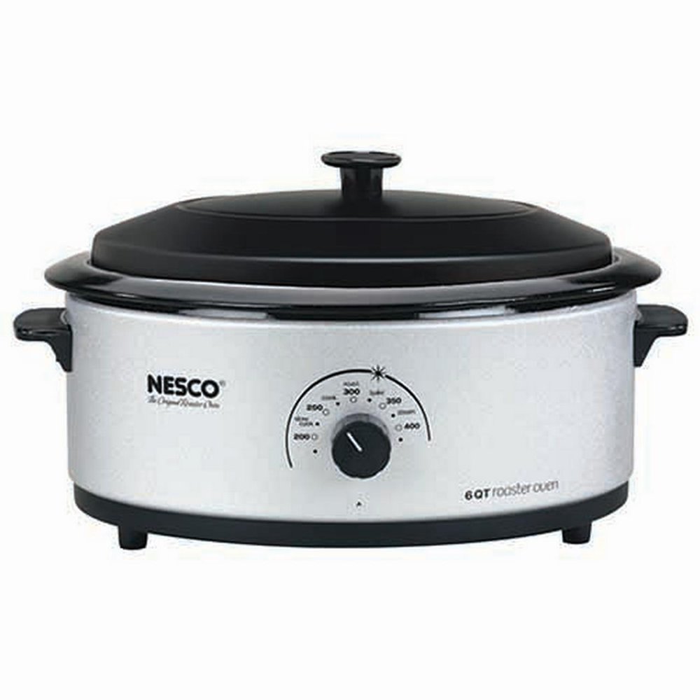 Nesco 6 Qt. Silver Roaster, Glass Lid And Porcelain Cookwell Walmart