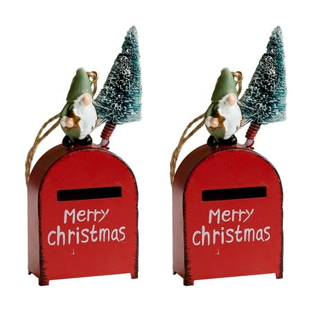 

NUOLUX 2pcs Christmas Iron Mail Box Case Mail Box Pendant Christmas Mailbox Hanging Ornament