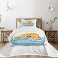 thumbnail image 3 of Ambesonne Golden Retriever Quilted Bedspread Set 2 Pcs, Sleeping Puppy, Twin Size, Pale Orange Pale Blue, 3 of 6