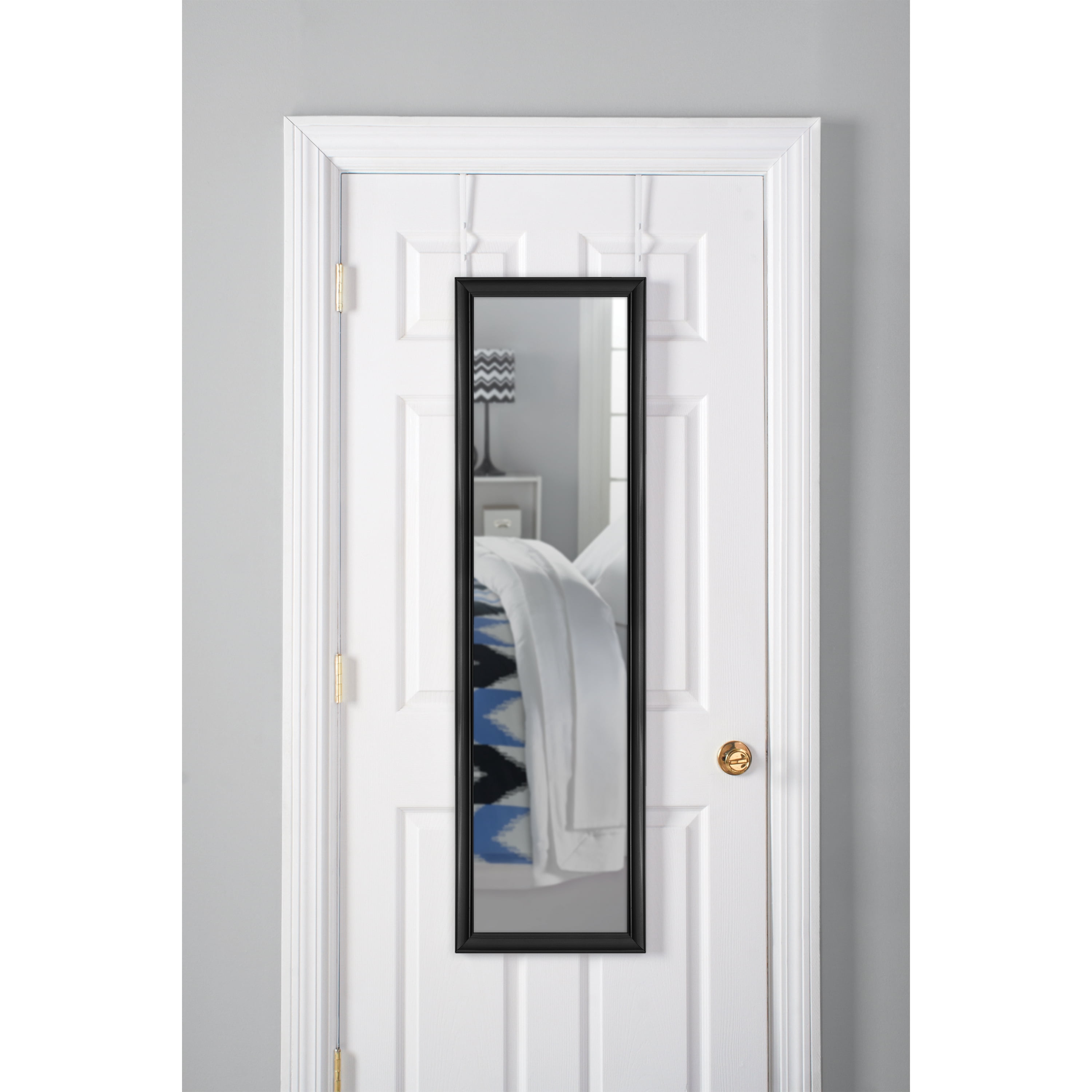 Mainstays 14.25x50.25 Inch Over-the-Door Mirror, Black