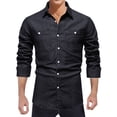 thumbnail image 4 of Men's Fashion New Fall Casual Long Sleeve Slim Denim Shirt, 4 of 9