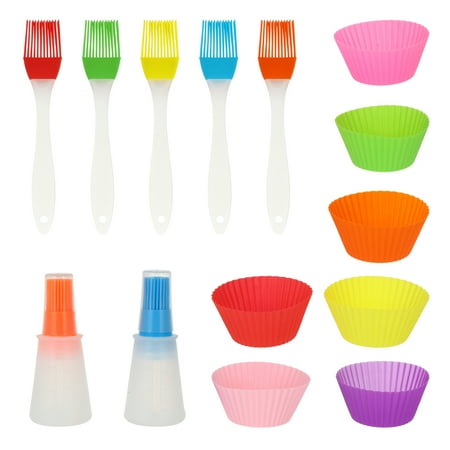 

13pcs Kitchen Silicone Oil Brushes Set Durable Oil Bottle Muffin Cup Kit