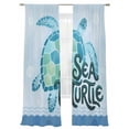 thumbnail image 2 of Teal Sea Turtle Sheer Curtains 96 Inches Long 2 Panels Set, Window Sheer Curtains for Living Room/Bedroom, Coastal Ocean Summer Ocean Waves Light Filtering Rod Pocket Curtain 52''x96''x2, 2 of 8