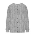thumbnail image 4 of Fesfesfes Women's Checkered Knit Cardigan Round Neckline Long Tapered Cuffs Loose Oversized Buttons Soft Comfy Fabric Coldproof Blouses(Gray#3,3XL), 4 of 4