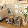 thumbnail image 4 of GOFLAME 2 Pieces Decorative Cube Storage Organizers, Stackable Open Back Storage Cubes with Storage Shelves, Anti-toppling Device, Vinyl Record Storage Cubes for Living Room, Bedroom, Study, Natural, 4 of 10