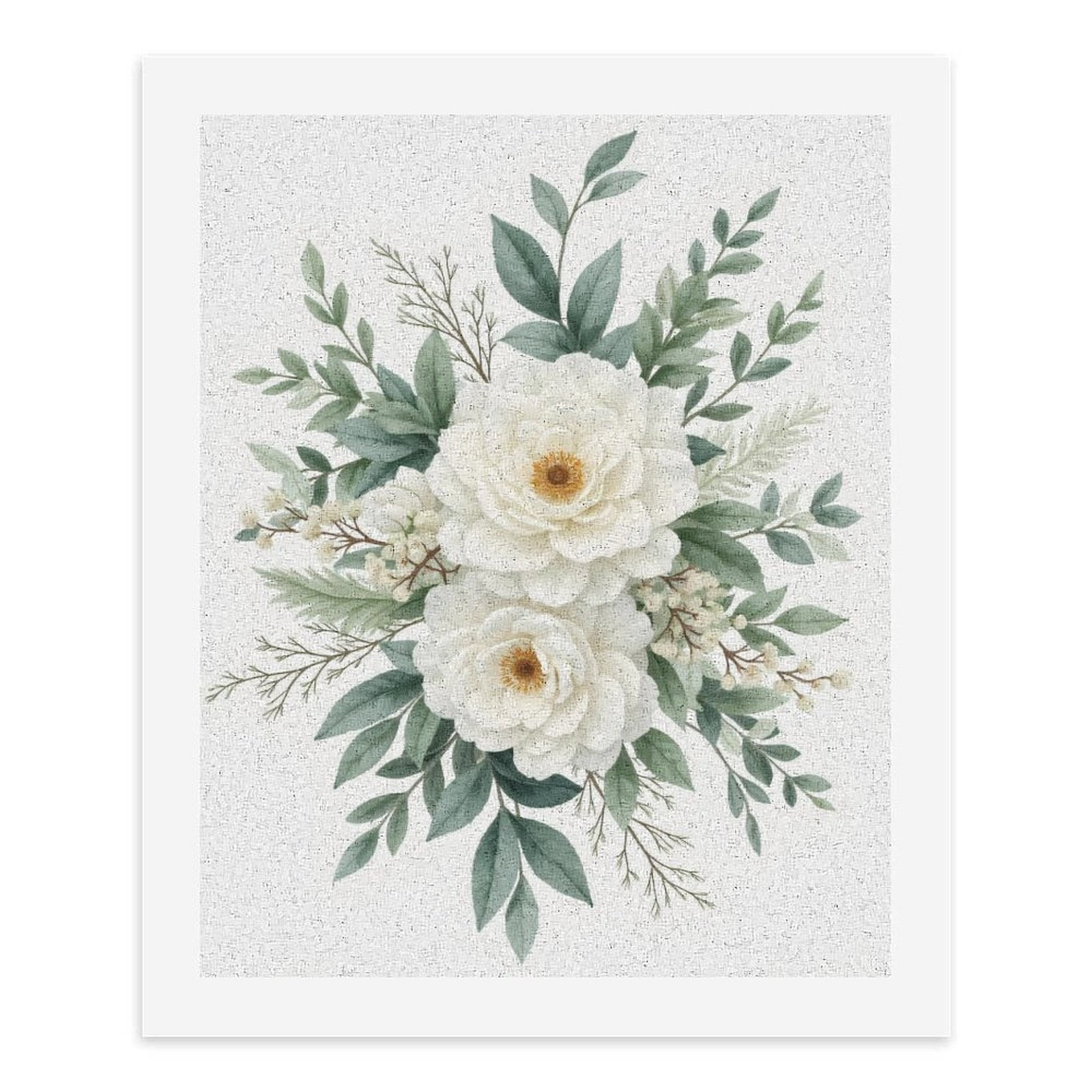Paint By Numbers Kit for Adults Beginner - DIY White Roses Greenery Bouquet Art Canvas Painting Kits for Adults, Frameless Paint By Number for Adults for Home Wall Decor 16x20 Inch