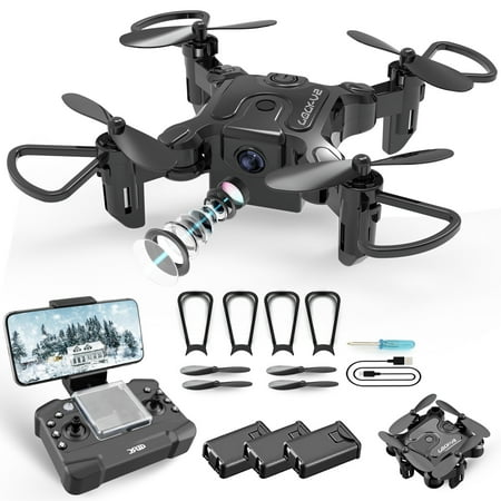 4DRC Mini Drone With 720p Camera for Kids and Adults, FPV Drone Beginners RC Foldable Live Video Quadcopter,3D Flips and Headless Mode,One Key Return,Altitude Hold,3 Modular Battery Black