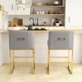 thumbnail image 3 of SEYNAR Mid-Century Modern Velvet Low-Back Bar Stools with Metal Frame, Set of 2（Gray）, 3 of 12