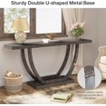 thumbnail image 6 of Tribesigns 63" Skinny Console Table with Geometric Base, Farmhouse Sofa Table Narrow Long, Thickened Behind Couch Table with Shelves for Living Room Foyer Corridor (Brown), 6 of 8
