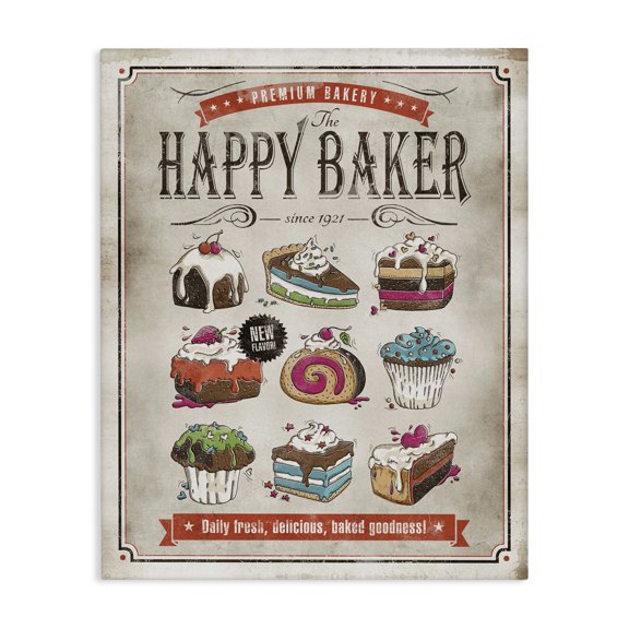 Stupell Industries Eclectic Happy Baker Vintage Comic Book Design Canvas Art, 16 x 20, by Estera Kecek