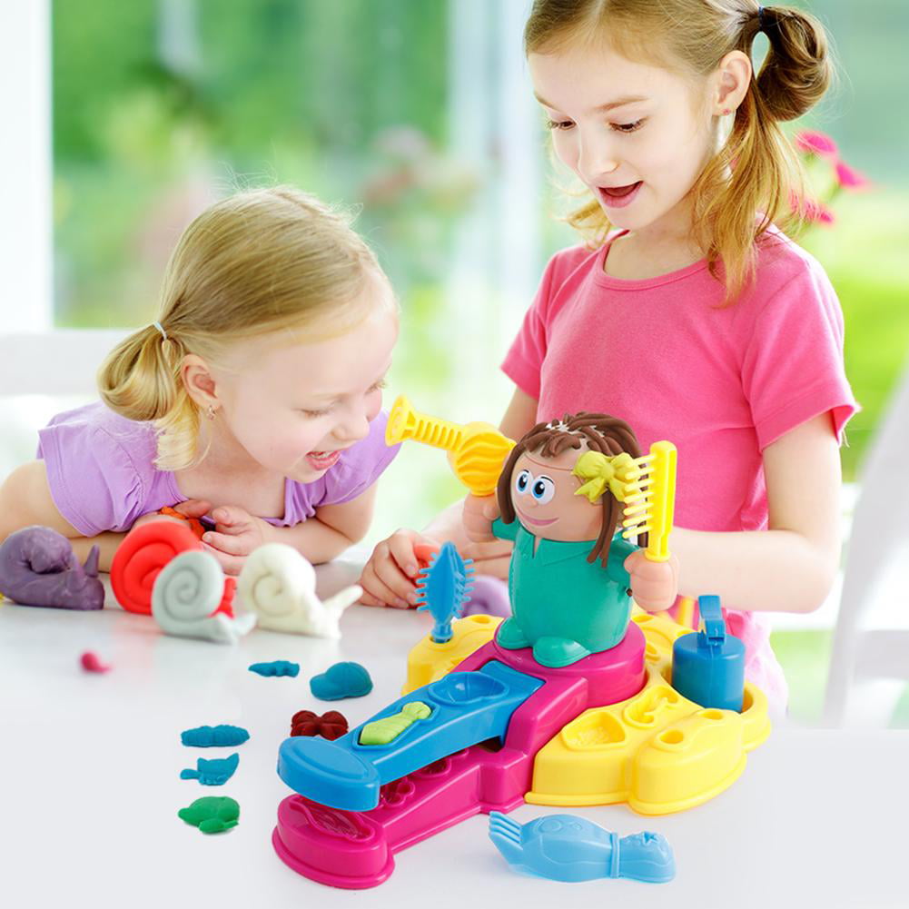 Children Model Clay 3D Barber Toy Set Plasticine Non-Toxic Mold Tool Suit 