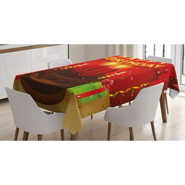Ambesonne 40th Birthday Tablecloth Rectangular Table Cover, Party Set up and Cake, 60"x90", Multicolor