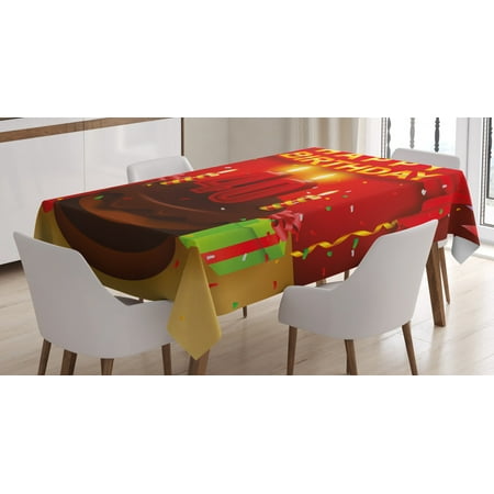 

40th Birthday Decorations Tablecloth Party Set Up with Flags Chocolate Cake Ribbons and Confetti Rain Rectangular Table Cover for Dining Room Kitchen 60 X 84 Inches Multicolor by Ambesonne