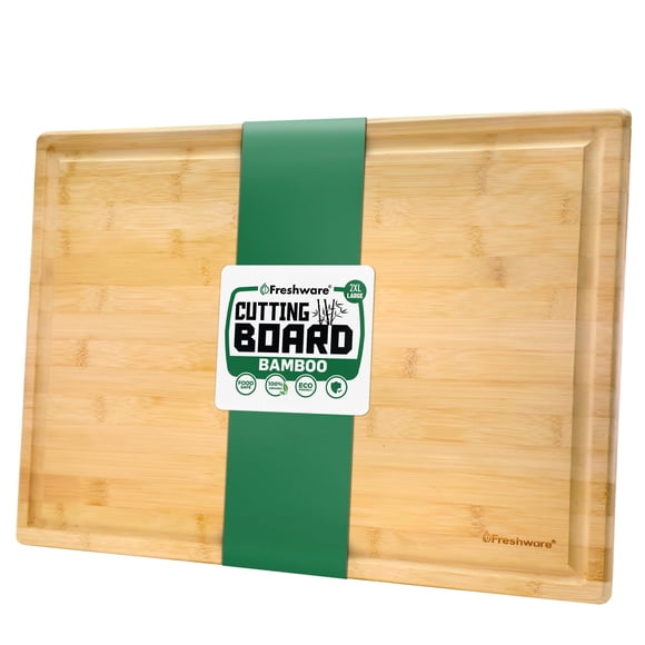 Tabla de cortar Freshware 2XL de bambú de 50 x 35 cm con ranuras para jugo