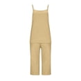 thumbnail image 4 of Bosfbaoi Two Piece Sets for Women Relaxed Fit Casual Outfit Set Adjustable Spaghetti Strap Cami Tops Wide Leg Cropped Pants Pajama Set, 4 of 8