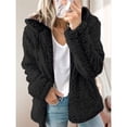 thumbnail image 4 of Chaqueta Ligera y Cálida para Mujer, Grandes, con Capucha y Cremallera, Abrigo de Invierno de Forro , Cárdigan Suave y Afelpado con Bolsillos. Negro XXXL, 4 of 6