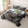 thumbnail image 3 of Castle Fairy Wildlife Raccoon Twin Quilt Set,Rough Tree Hollow Twin Coverlet Set,Brown Gray Green, 3 of 7