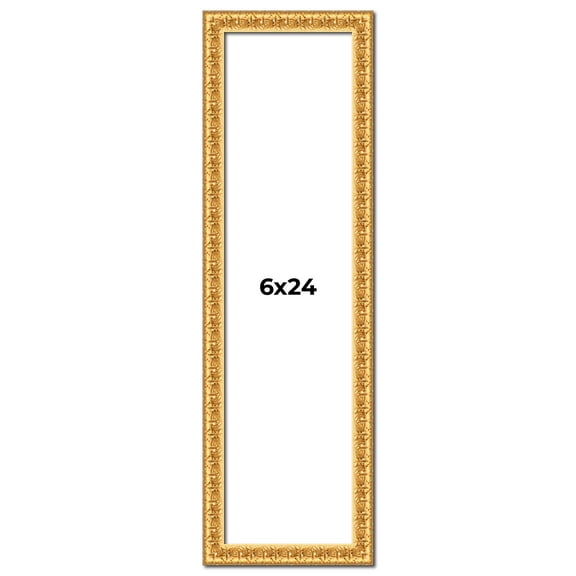 6x24 Frame Gold Real Wood Picture Frame Width 1 inches | Interior Frame Depth 0.5 inches | Edwina