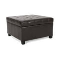 thumbnail image 5 of GDF Studio Lastoro Contemporary Tufted Storage Ottoman, Brown and Bonded Leather and Dark Brown, 5 of 9