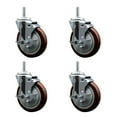 thumbnail image 2 of 5 Inch Maroon Poly Wheel Swivel 3/4 Inch Threaded Stem Caster Set with Brake, 2 of 2