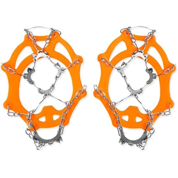 Traction Cleat High Elastic Traction Splint, Non-Slip Walking Traction Splint with Storage Bag, Suitable for Hiking On Snow and Ice (Color : Orange, Size : 11 teeth35-39)