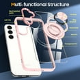 thumbnail image 3 of for Samsung Galaxy A16 5G Crystal Clear Case with Mag-Safe, Slim Protective Military Grade Shockproof Cover with Multi-function Rotation Ring Kickstand, Support Magnetic Car Mount Case, Pink, 3 of 7
