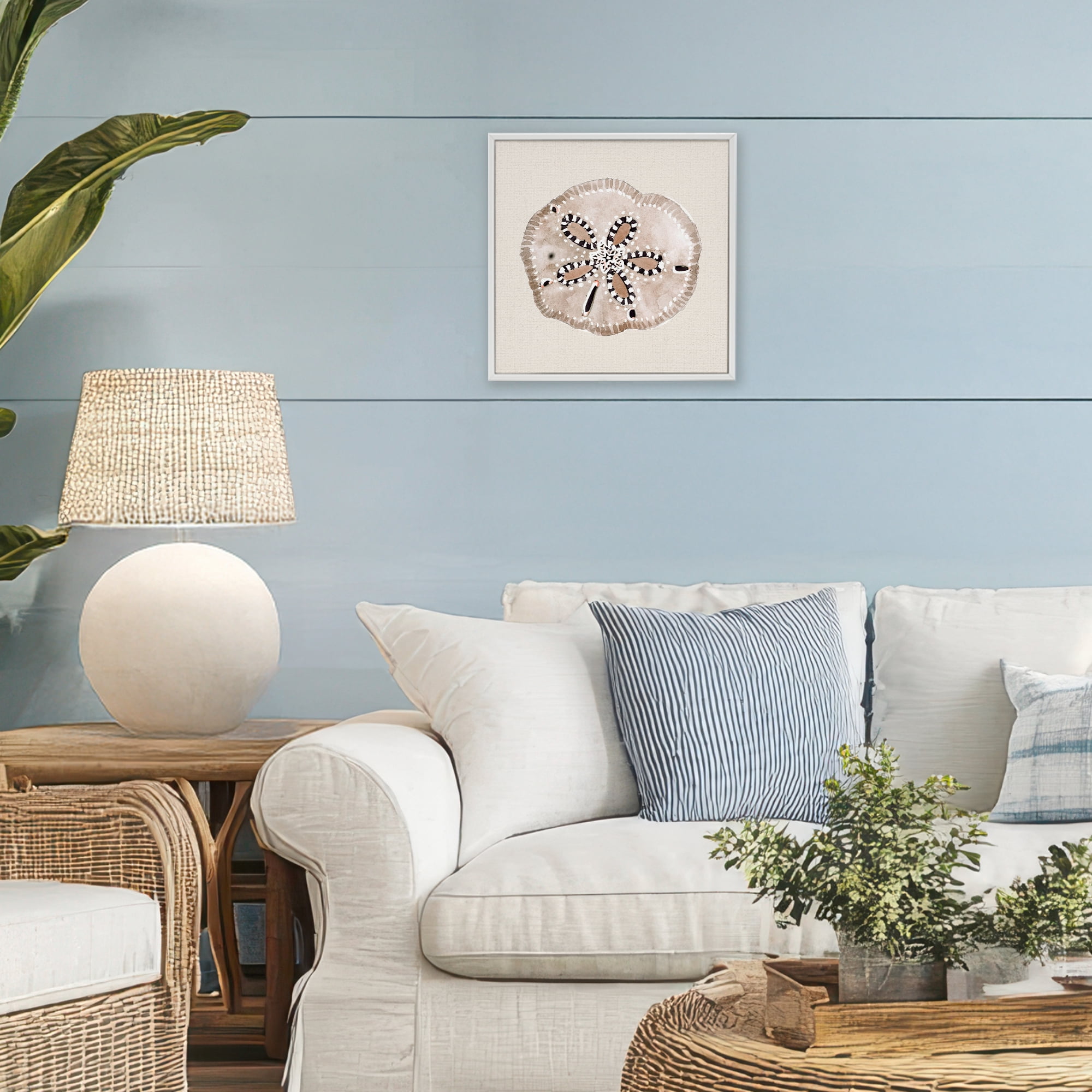 Stupell Industries Taupe & Beige Sand Dollar White Framed Giclee Art, design by Lanie Loreth