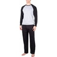 thumbnail image 2 of SLEEPHERO Mens Pajama Set Long Sleeve 2 Piece Raglan Mens Sleepwear Set Pjs for Men Heather Grey w/ Navy XL, 2 of 4