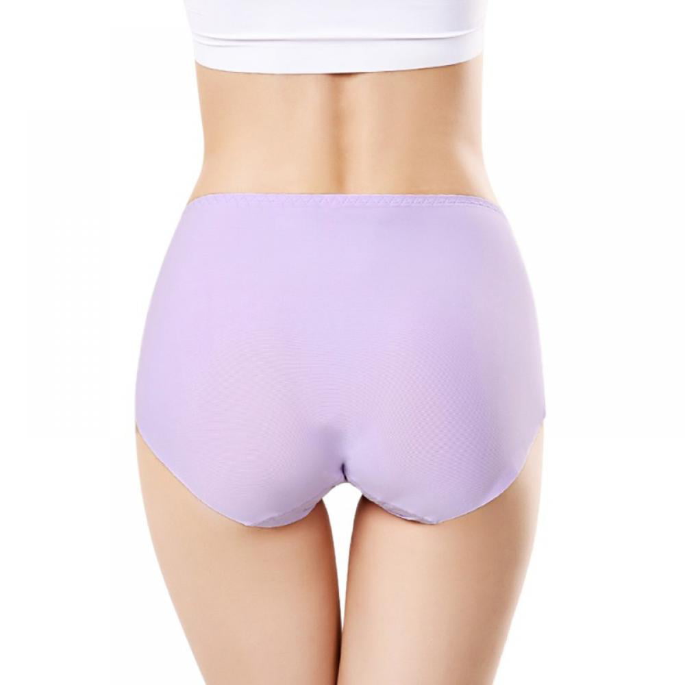 FASHIONIO - Imported One-Piece Breathable Mesh Ice Silk Seamless Panties  (28-34 Waist)/ Women's Solid Color Mid-Waist Briefs Underwear (Pack of 3 