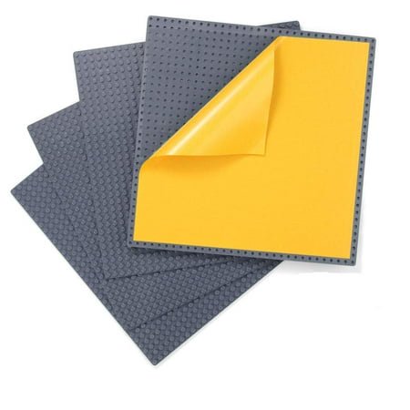 MIMAX Plaques de Base Autocollantes - Plaques de Construction Auto-Adhésives - Compatibles avec Toutes les Grandes Marques - Lot de 4 - 10 Pouces x 10 Pouces (Gris Foncé)