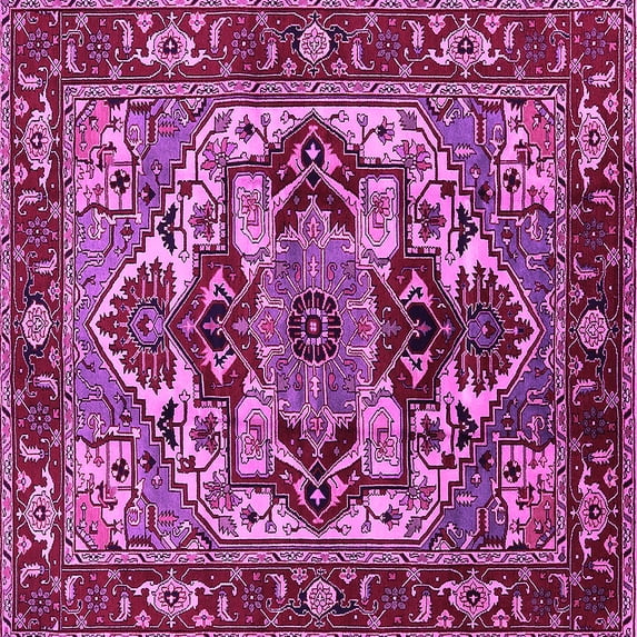 Ahgly Company Indoor Square Oriental Pink Industrial Area Rugs, 6' Square