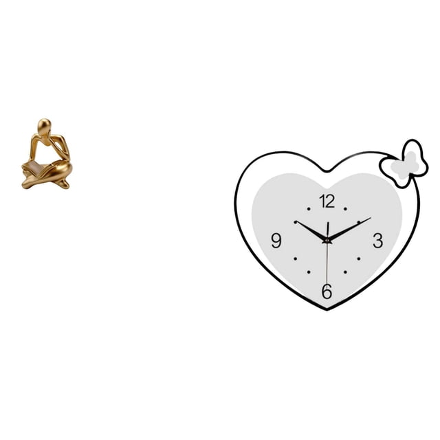 Reloj De Pared Con Estatua De Pensador De Corazón Abstracto, Decoración Para Mesa, Sala De Estar, Estantería De Oficina, Diseño Creativo, Movimiento Silencioso, Arte