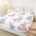 thumbnail image 4 of Erosebridal Bow Bowknot Kids Full Size Sheets, Bunnies Animals Bed Sheets, 4-Piece, 4 of 5