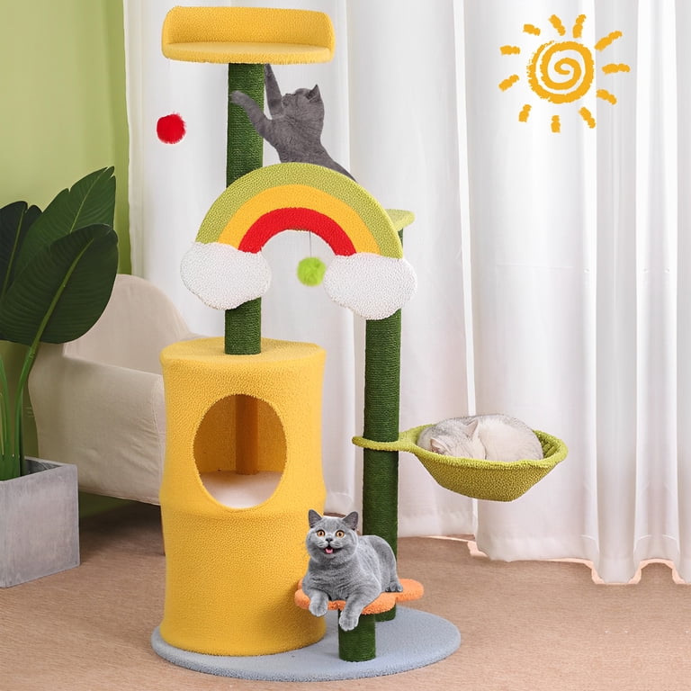 Tangkula Small Cat Tree – 21.5" Green Cat Tower With Condo, Perch, Scratching Post & Toys