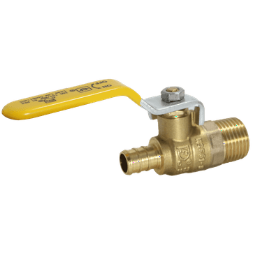 1 Pcs XFITTING Barb Crimp Pex 1/2 Inch x 1/2 Inch Male Ball Valve, Full Port, Brass, 24-1-5=1X