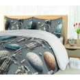 thumbnail image 3 of Ambesonne Astronaut Duvet Cover Set, Spaceman Rocket Planets, Twin, Blue Grey Sea Blue Cocoa, 3 of 4