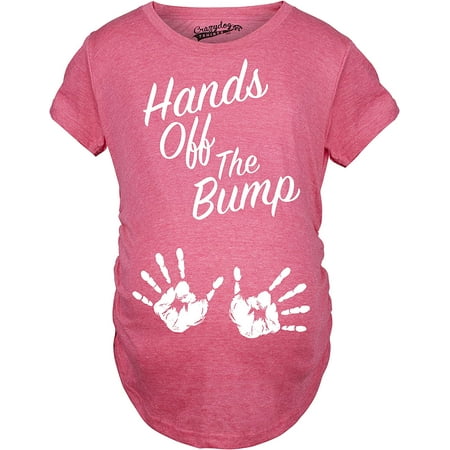 

Maternity Hands Off The Bump Cute Pregnancy Shirt Fun Pregnant Gift Announcement Pink Medium
