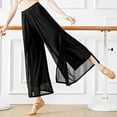 thumbnail image 4 of SWSMCLT Women's Palazzo Gaucho Flowy Pant Wide Leg Side Split Slit Lounge Pajama Bottoms Beach Elastic Waist Swing Solid Swing High Waisted Casual Summer Long Trousers Black 12, 4 of 4