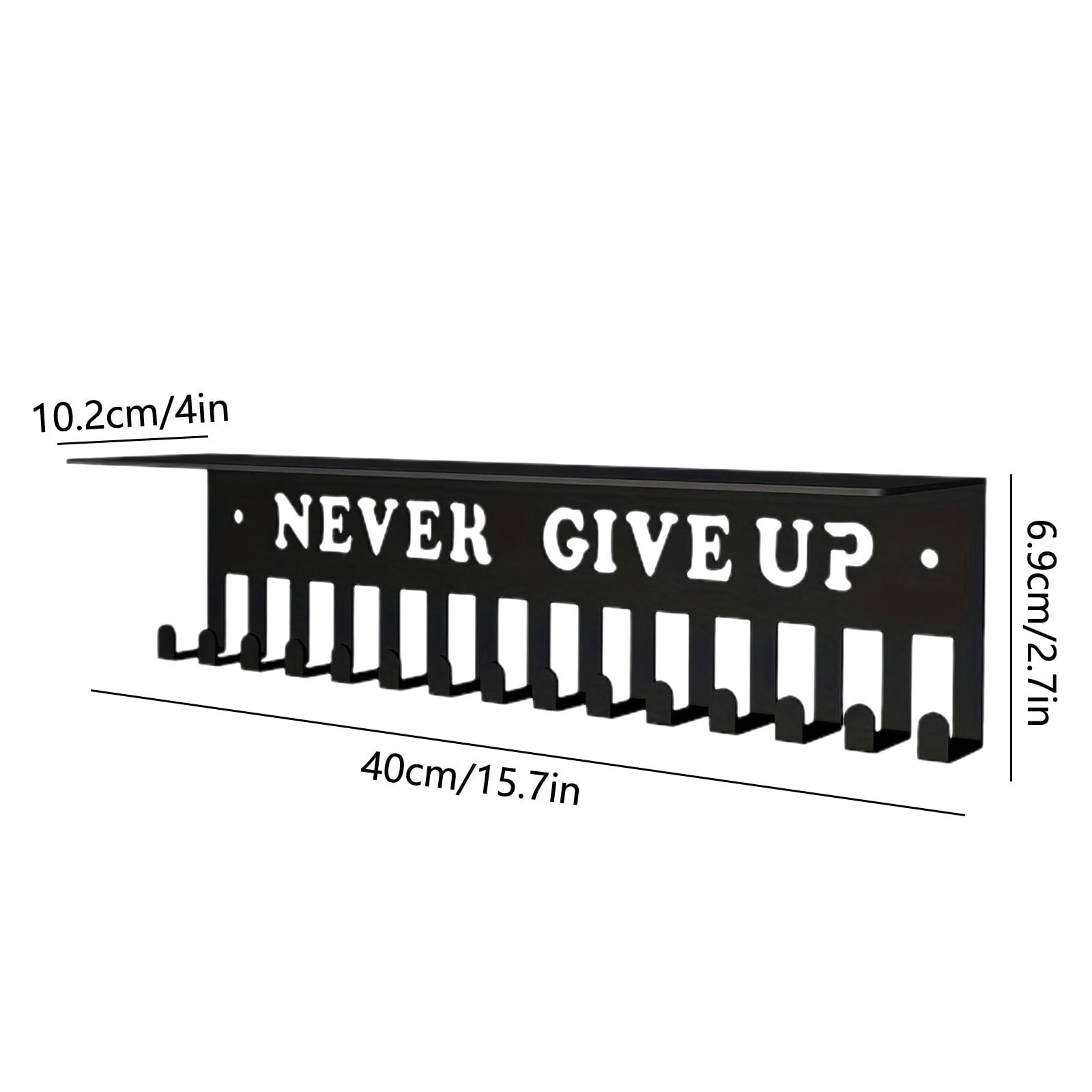 Medal Hanger Display Rack with Trophy Shelf,Metal Awards Rack for Walls Holds 64+ Sports Medals，For Medals Metal Wall Mount Medals