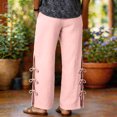 thumbnail image 4 of Womens Summer Pants Casual High Waist Lightweight Side Slit Bow Pants with Pockets 2026 Summer Beach Vacation Trousers, L, 4 of 4