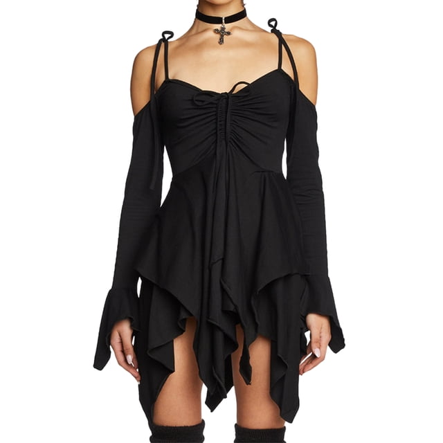 Vestido Cami Mini Vestido Mujer Hotsweet Una Línea Halter Vestido Fiesta Clubwear Kuymtek Negro T XXL para Mujer